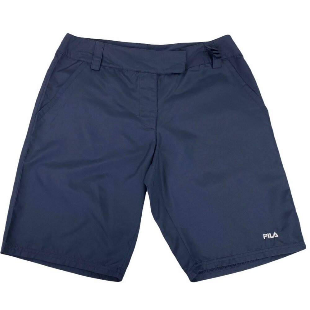 NWT Fila Sport Womens M Navy Blue Bermuda Shorts Professional Golf Stretch Belt